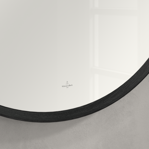 33" Antheus Black Ash Round Mirror