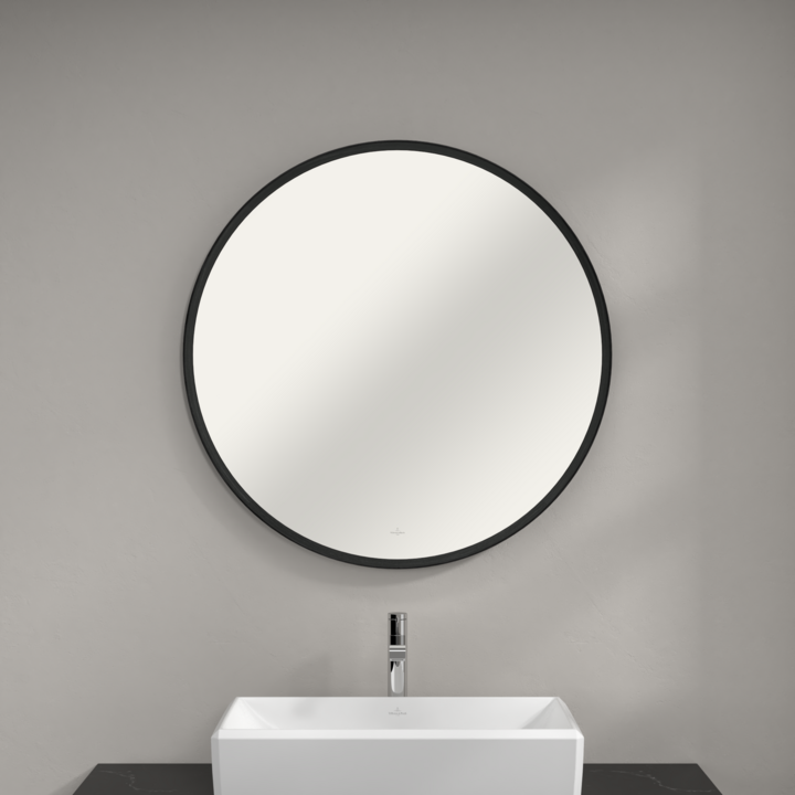 33" Antheus Black Ash Round Mirror