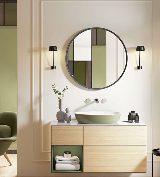 33" Antheus Black Ash Round Mirror